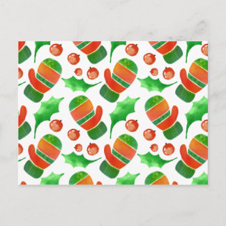 Cartão Postal Padrão de Amortecas de Natal em Watercolor