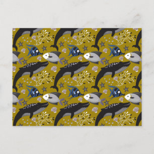 Cartão Postal Padrão de animais aquáticos   vida submarina do 