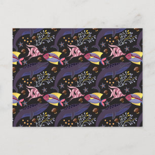 Cartão Postal Padrão de animais aquáticos vida submarina do oc