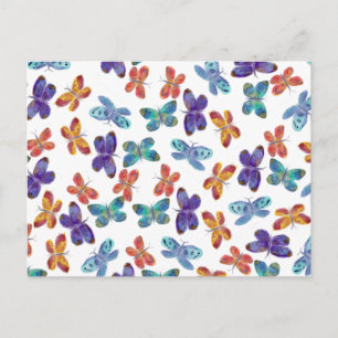 Cartão Postal Padrão de Aquarela das Borboletas