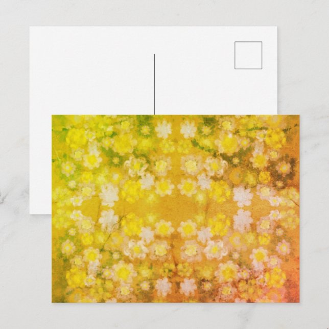 Cartão Postal Padrão de Aquarela de Abstrato Floral Retroativa S (Frente/Verso)