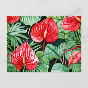 Cartão Postal Padrão de Aquarela de Anthurium Vibrante
