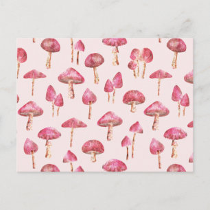 Cartão Postal Padrão de Aquarela de Cogumelo