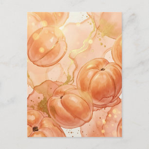 Cartão Postal Padrão de Aquarela de Pêssego Dourado