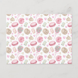 Cartão Postal Padrão de Aquarela Rosa-doce