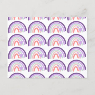 Cartão Postal Padrão de Arco-Íris Roxo Desenhado à Mão para o Di