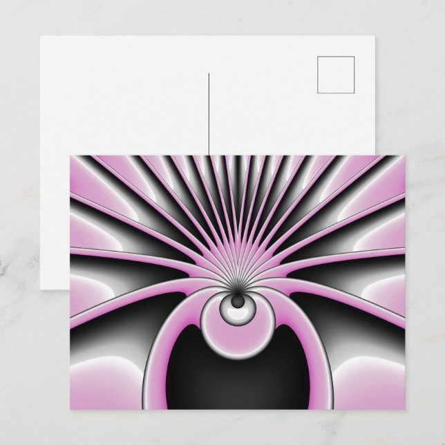 Cartão Postal Padrão de Arte Fractal Moderno Abstrato (Frente/Verso)