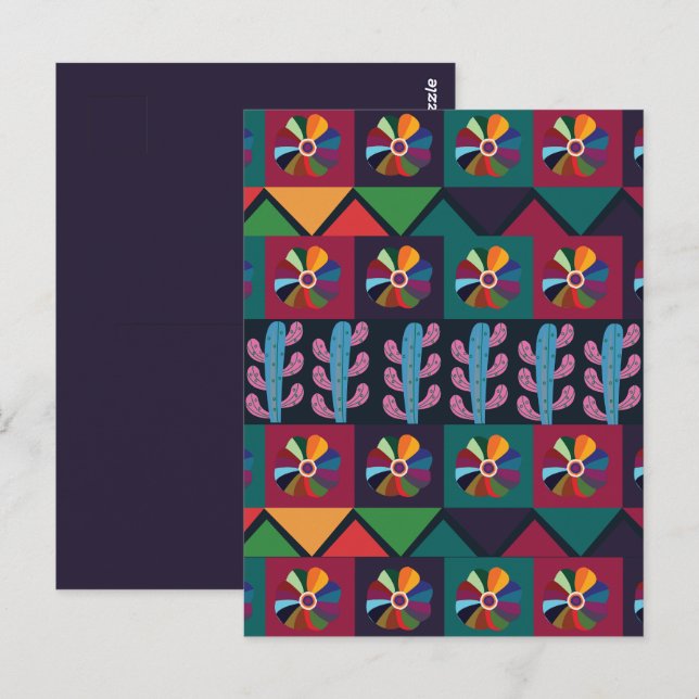 Cartão Postal Padrão de Arte Mexicano do Cinco De Mayo (Frente/Verso)