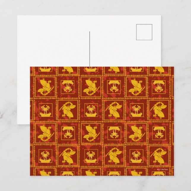 Cartão Postal Padrão de Azulejo de Silhouette do Ouro Samurai Ja (Frente/Verso)