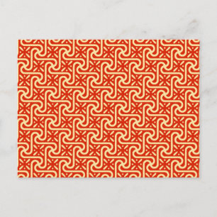 Cartão Postal Padrão de azulejo egípcio, laranja de coral