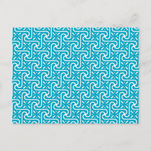 Cartão Postal Padrão de azulejo egípcio, turquesa e branco