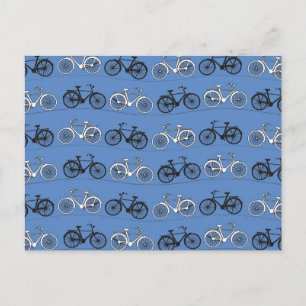 Cartão Postal Padrão de Bicicleta Azul Retroativo