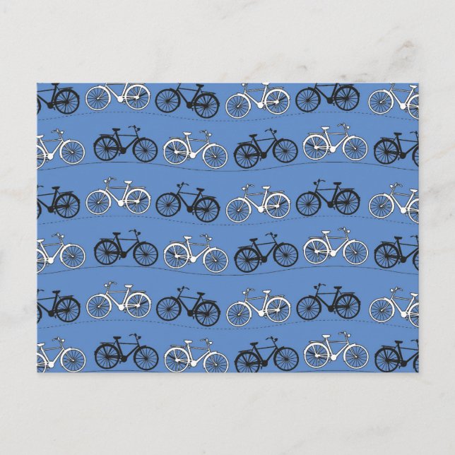 Cartão Postal Padrão de Bicicleta Azul Retroativo (Frente)