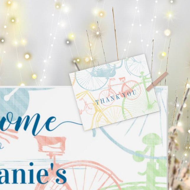 Cartão Postal Padrão de bicicleta retrô colorida Obrigado (Criador carregado)