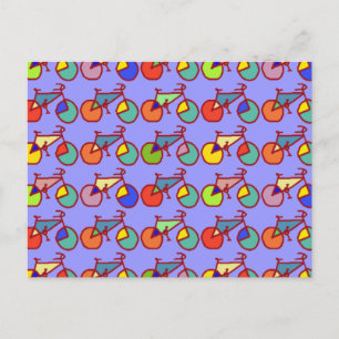 Cartão Postal padrão de bicicletas coloridas