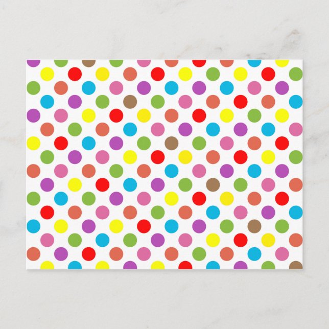Cartão Postal Padrão de bolinhas arco-íris coloridas (Frente)