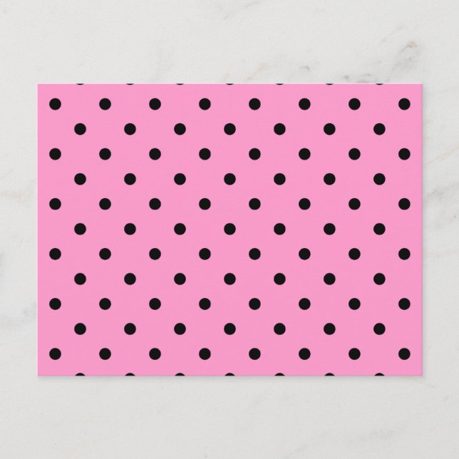 Cartão Postal Padrão de Bolinhas rosa e preto. (Frente)