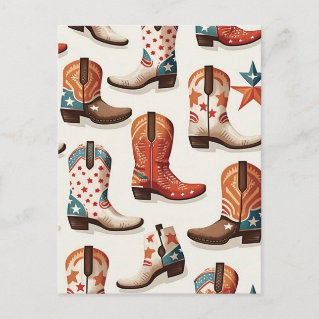 Cartão Postal Padrão de botas de cowboy (Frente)
