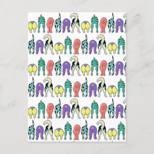 Cartão Postal Padrão de Bumbuns de Cães Coloridos