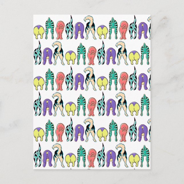 Cartão Postal Padrão de Bumbuns de Cães Coloridos (Frente)