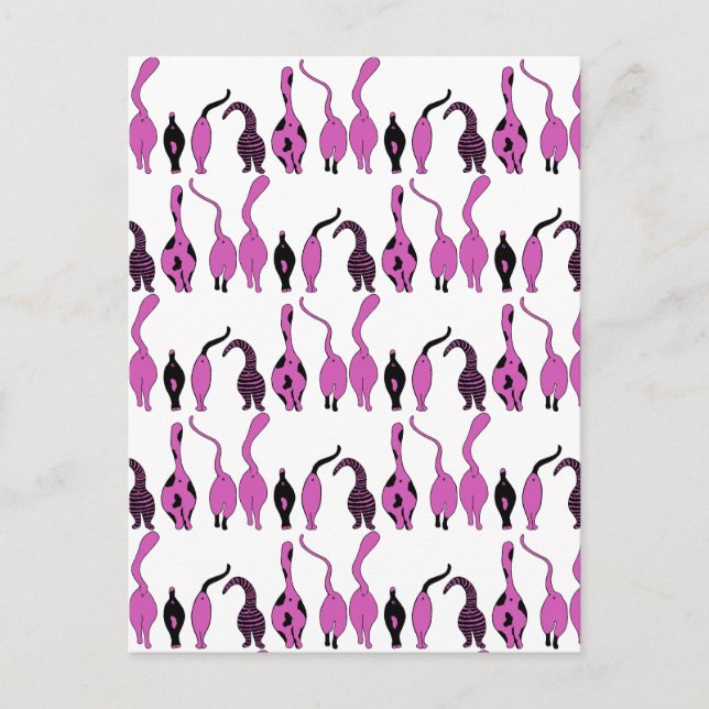 Cartão Postal Padrão de Bumbuns de Gato Roxo (Frente)