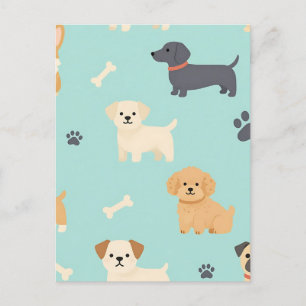 Cartão Postal Padrão de Cachorrinhos Fofos