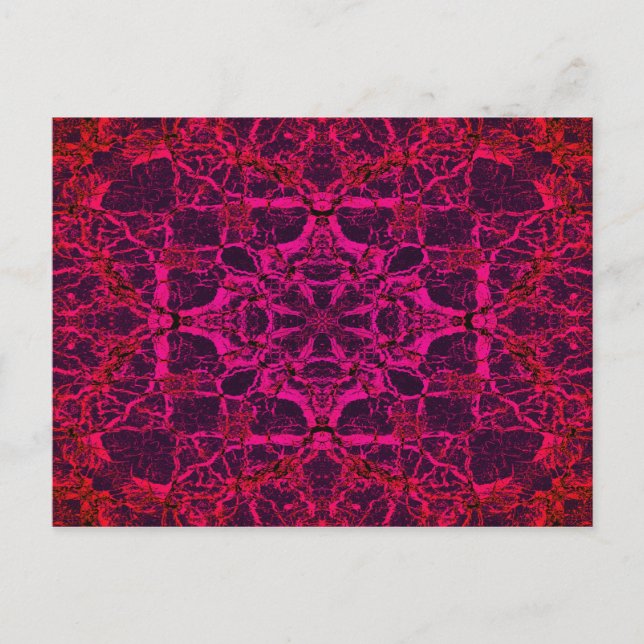 Cartão Postal Padrão de caleidoscópio vermelho (Frente)
