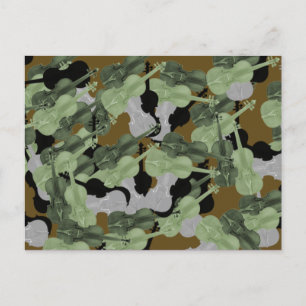 Cartão Postal Padrão de Camouflage Violin Camo