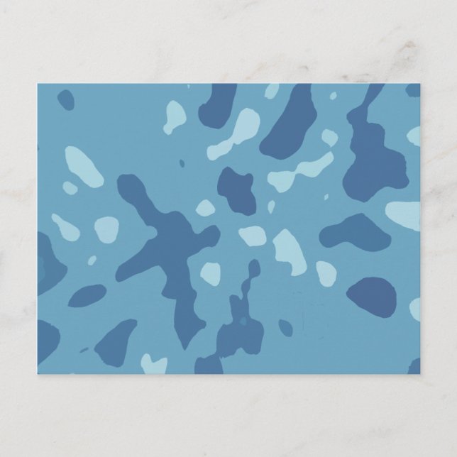 Cartão Postal Padrão de Camuflagem Abstrato Azul Pastel (Frente)