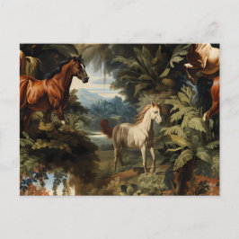 Cartão Postal Padrão de Cavalo Tropical Vintage Elegante Equestr