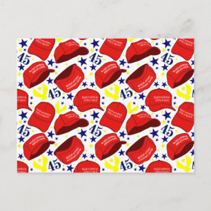 Cartão Postal Padrão de Chapéu Trump 2020 MAGA - Branco -