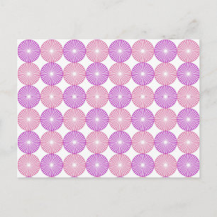 Cartão Postal Padrão de círculos rosa e roxo