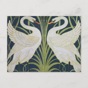 Cartão Postal Padrão de Cisnes Art Nouveau: Impressão de Cisne d