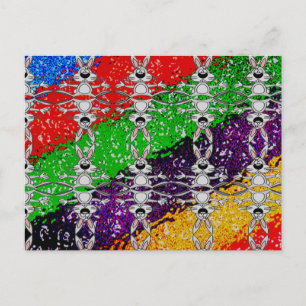 Cartão Postal Padrão de Coelho Colorido Selvagem