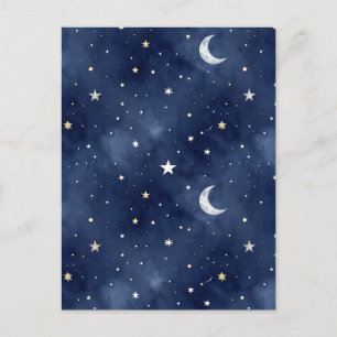 Cartão Postal Padrão de Constelações da Lua da Noite Estrelada