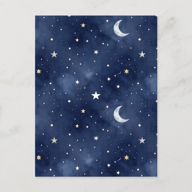 Cartão Postal Padrão de Constelações da Lua da Noite Estrelada (Frente)