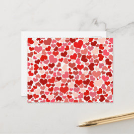 Cartão Postal Padrão De Corações, Corações Vermelhos, Amor
