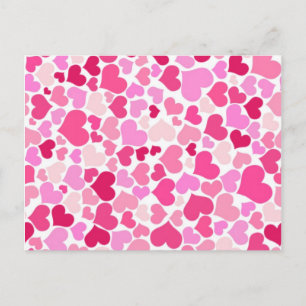 Cartão Postal Padrão de corações rosa