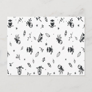 Cartão Postal Padrão de Coruja da Floresta Caprichosa