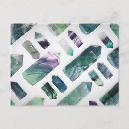 Cartão Postal Padrão de Cristal de Fluorita Verde Fofo da Moda