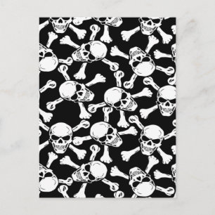 CARTÃO POSTAL PADRÃO DE CROSSBONES DE CRÂNIOS GÓTICOS