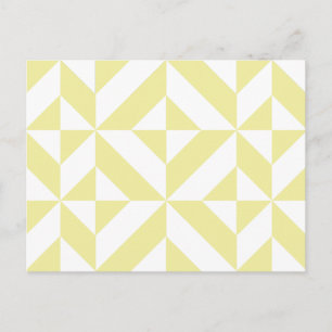 Cartão Postal Padrão de Cubo de Deco Geométrico Amarelo Pálido