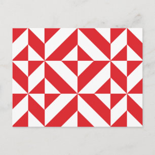 Cartão Postal Padrão de Cubo de Deco Geométrico Cerery Red