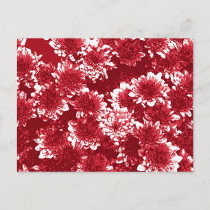 Cartão Postal Padrão de Dahlia Gráfico Moderno, Vermelho Escuro 