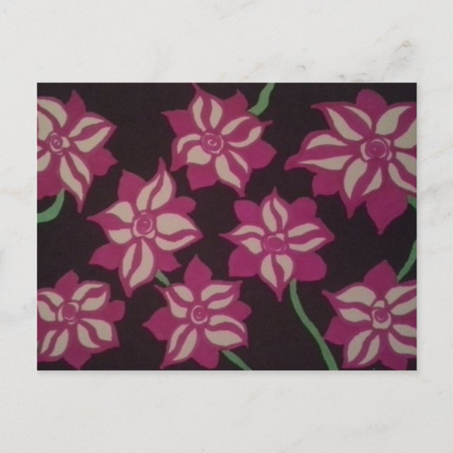 Cartão Postal Padrão de Dália Rosa e Branca (Frente)