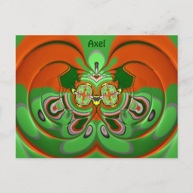 Cartão Postal Padrão de Design do AXEL~ 3D ~ Cores de Natal~ (Frente)