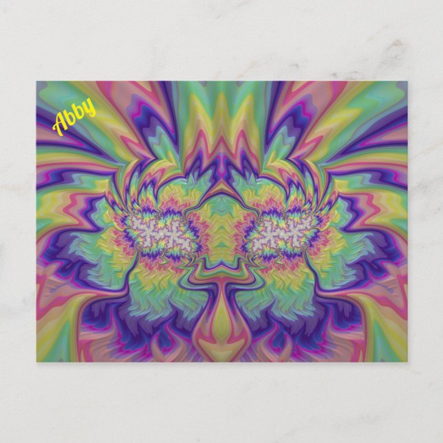 Cartão Postal Padrão de Design Fratural ABBY ~ 3D ~ Multicor (Frente)
