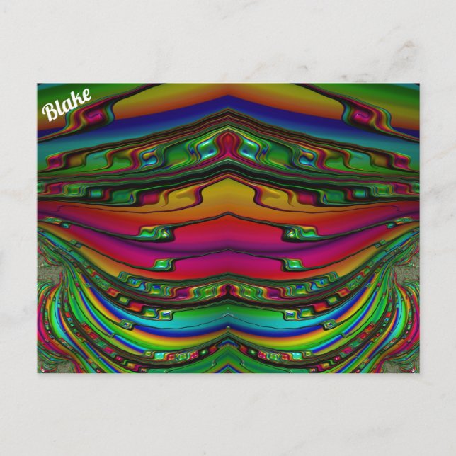 Cartão Postal PADRÃO de Design Fratural em 3D ~ Multicor (Frente)