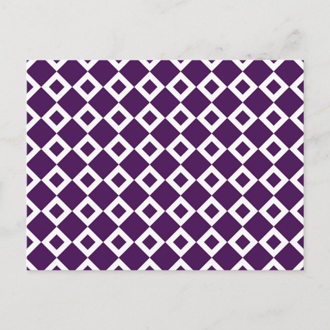 Cartão Postal Padrão de diamante roxo e branco (Frente)