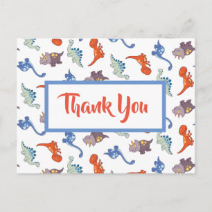 Cartão Postal Padrão de Dinossauro Bonito Personalizado Obrigad